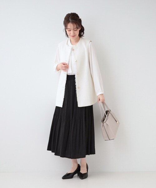 SHOO・LA・RUE（シューラルー）の「【セレモニーからデイリーまで】フリンジ ツイードジレ（ベスト・レディース・アイボリー系3/ネイビー系3・04/03/02/01/05）」の10枚目の写真