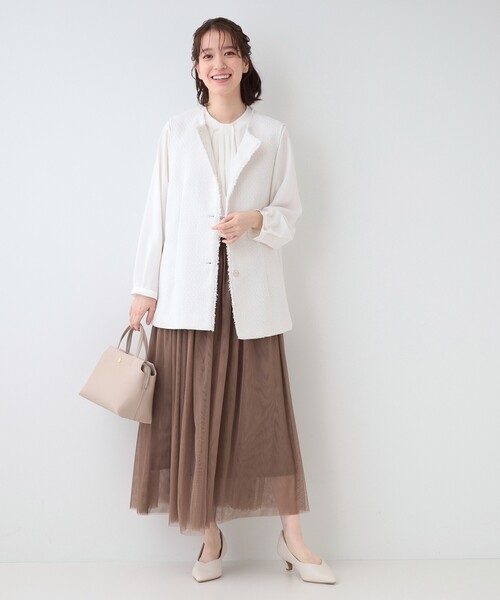 SHOO・LA・RUE（シューラルー）の「【セレモニーからデイリーまで】フリンジ ツイードジレ（ベスト・レディース・アイボリー系3/ネイビー系3・04/03/02/01/05）」の11枚目の写真