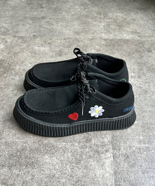 セール】落書き刺繍ボリュームソールモカシン（スニーカー