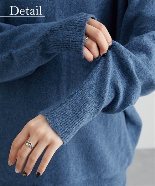 Soiunique（スワユニーク）の「ふんわりオーバーサイズＶネックニット［Soiunique］（ニット/セーター・レディース・ブルー/ブラック/イエロー/杢グレー/レッド・L/LL/M）」の16枚目の写真