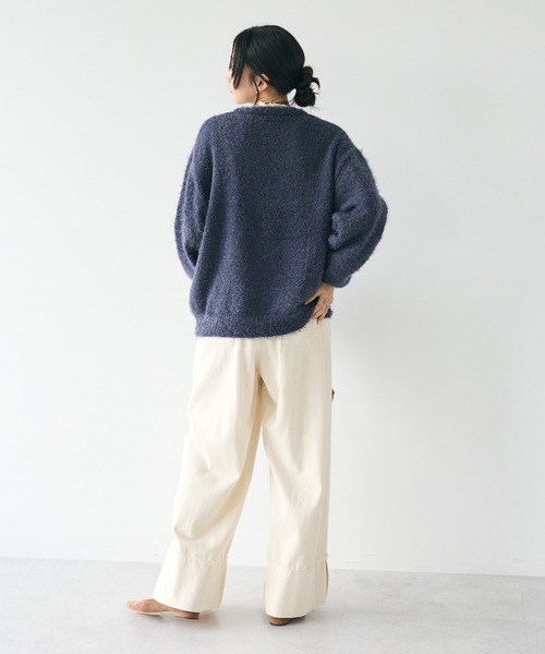 CRAFT STANDARD BOUTIQUE(クラフトスタンダードブティック)の「アニマルシャギーニットプルオーバー/24AW(ニット/セーター・メンズ・アイボリー/ライトピンク/ネイビー/チャコールグレー・FREE)」の9枚目の写真