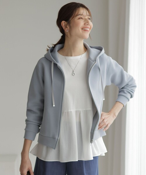 【美品】ANAYI ダンボールフードパーカー 2021完売品 ライトグレー 美品】ANAYI ダンボールフードパーカー 2021完売品 ライトグレー