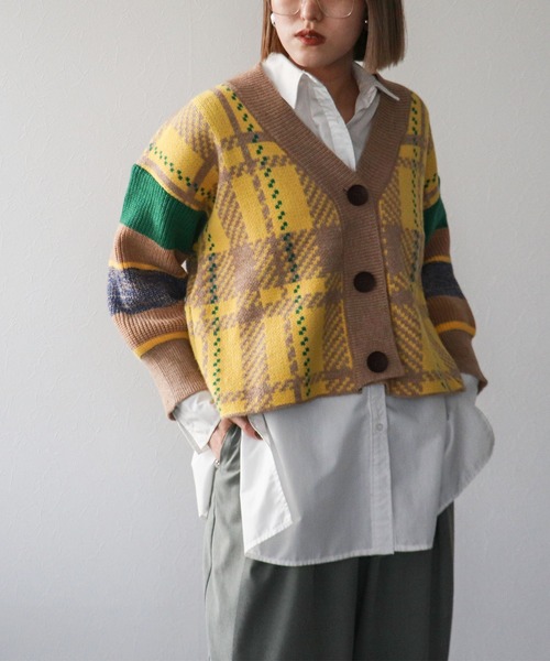 【セール】MIX柄ニットカーディガン（カーディガン/ボレロ）｜Cepica（セピカ）