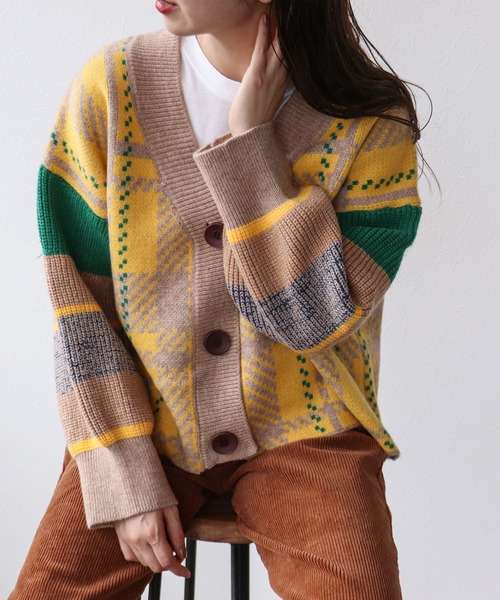 【セール】MIX柄ニットカーディガン（カーディガン/ボレロ）｜Cepica（セピカ）