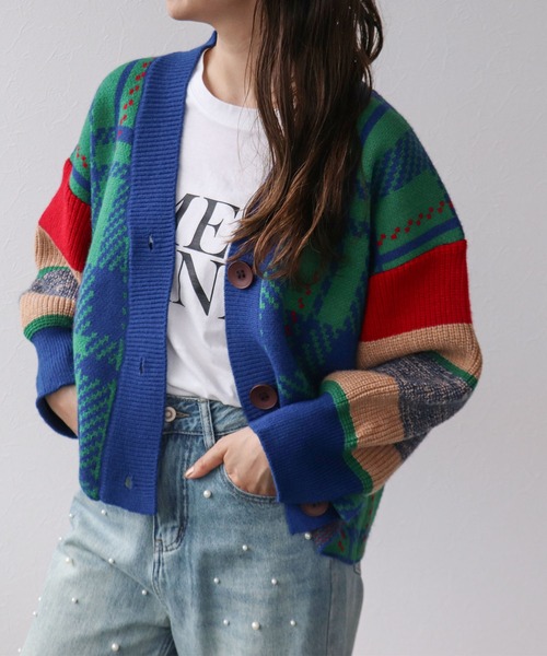 【セール】MIX柄ニットカーディガン（カーディガン/ボレロ）｜Cepica（セピカ）