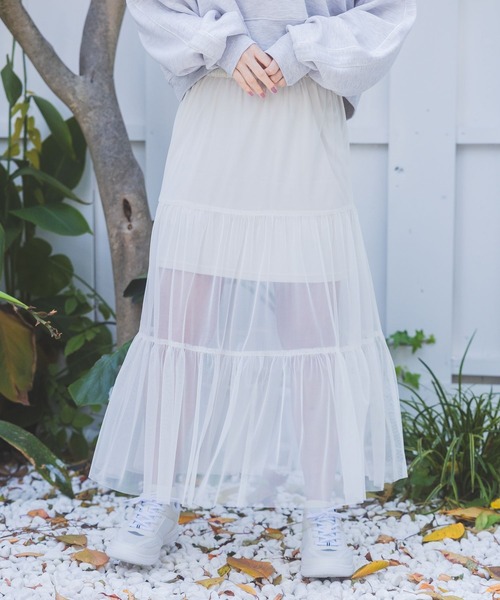 repipi armario(レピピ アルマリオ)の「チュールティアードロングスカート(スカート・キッズ・アイボリー/チェック/ブラック・LARGE/MEDIUM/SMALL)」の2枚目の写真