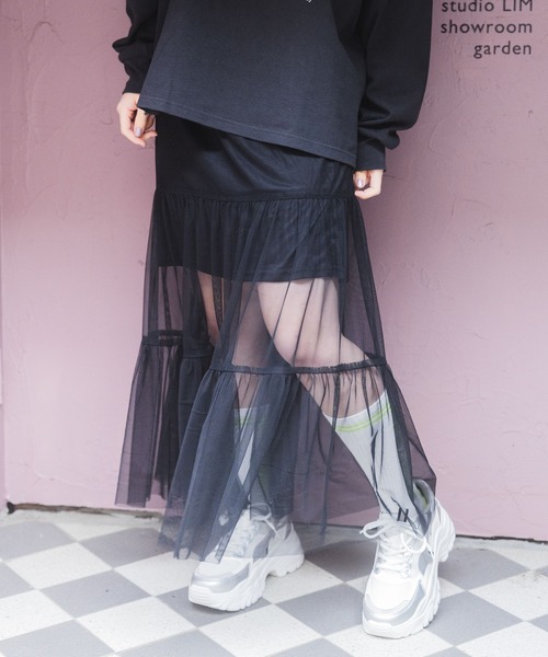 repipi armario(レピピ アルマリオ)の「チュールティアードロングスカート(スカート・キッズ・アイボリー/チェック/ブラック・LARGE/MEDIUM/SMALL)」の3枚目の写真