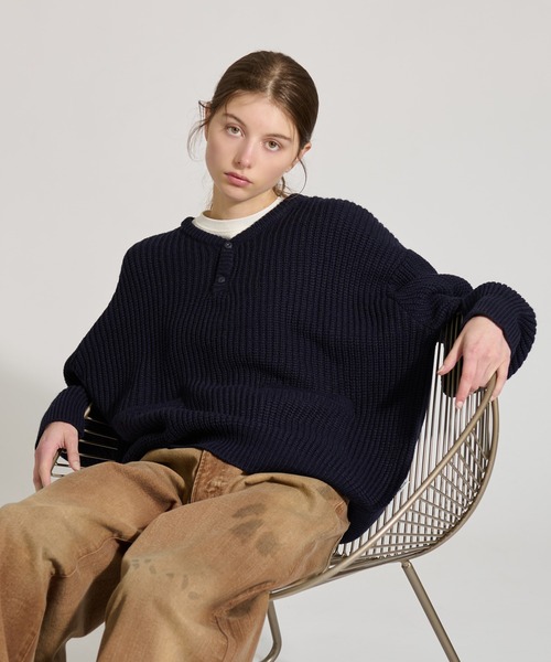 HENRY NECK RIB KNIT /ヘンリーネックリブニット（ニット