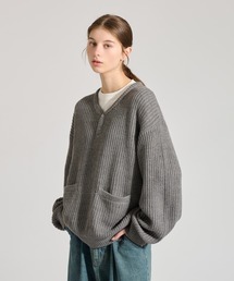 WETTEMPT | HENRY NECK RIB KNIT /ヘンリーネックリブニット(ニット/セーター)