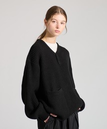 WETTEMPT | HENRY NECK RIB KNIT /ヘンリーネックリブニット(ニット/セーター)