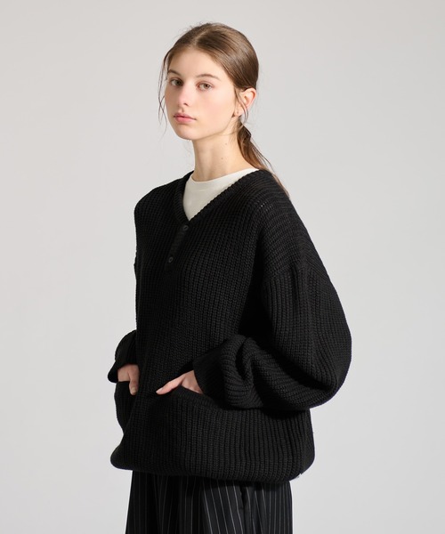 HENRY NECK RIB KNIT /ヘンリーネックリブニット（ニット/セーター