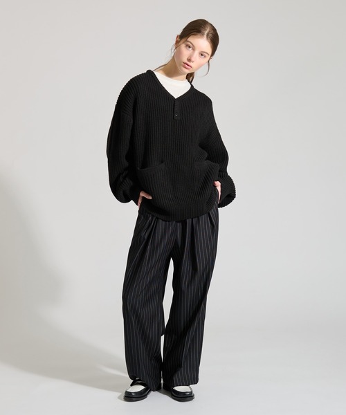 WETTEMPT(ウィテンプト)の「HENRY NECK RIB KNIT /ヘンリーネックリブニット(ニット/セーター・メンズ・ブラック/ネイビー/グレー・SMALL/LARGE/MEDIUM)」の14枚目の写真