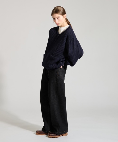 WETTEMPT(ウィテンプト)の「HENRY NECK RIB KNIT /ヘンリーネックリブニット(ニット/セーター・メンズ・ブラック/ネイビー/グレー・SMALL/LARGE/MEDIUM)」の5枚目の写真