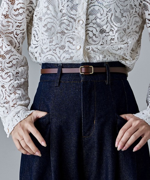 etoll.（エトル）の「スクエアリングスリムレザーベルト（ベルト・レディース・ブラウン/ブラック系その他2/ブラック/ブラウン系その他2・FREE）」の3枚目の写真