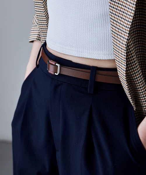 etoll.（エトル）の「スクエアリングスリムレザーベルト（ベルト・レディース・ブラウン/ブラック系その他2/ブラック/ブラウン系その他2・FREE）」の4枚目の写真