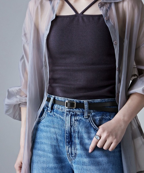 etoll.（エトル）の「スクエアリングスリムレザーベルト（ベルト・レディース・ブラウン/ブラック系その他2/ブラック/ブラウン系その他2・FREE）」の5枚目の写真