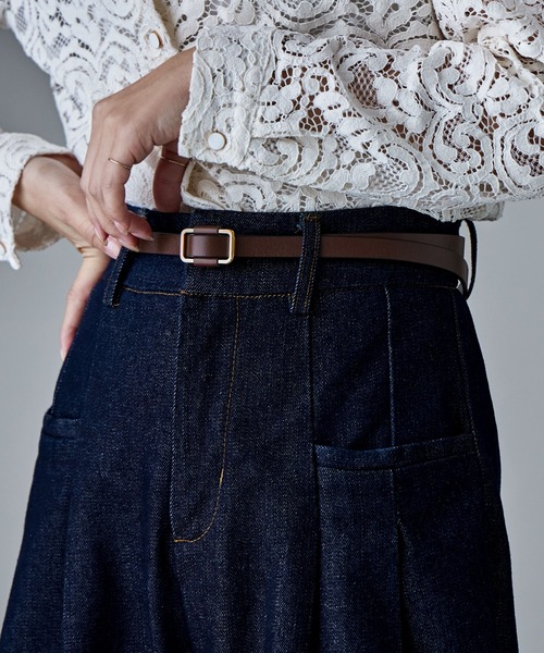 etoll.（エトル）の「スクエアリングスリムレザーベルト（ベルト・レディース・ブラウン/ブラック系その他2/ブラック/ブラウン系その他2・FREE）」の13枚目の写真