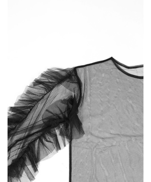 :ETHROF（イーサオブ）の「FRILL TULLE TOPS（シャツ/ブラウス・レディース・オフホワイト/ブラック・MEDIUM）」の8枚目の写真