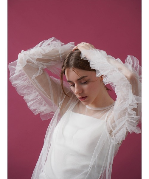 :ETHROF（イーサオブ）の「FRILL TULLE TOPS（シャツ/ブラウス・レディース・オフホワイト/ブラック・MEDIUM）」の16枚目の写真