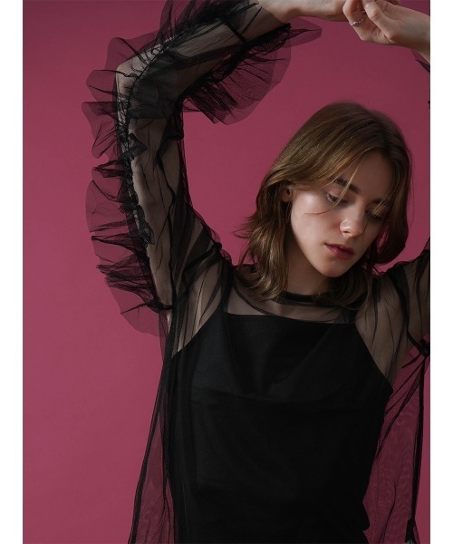 :ETHROF（イーサオブ）の「FRILL TULLE TOPS（シャツ/ブラウス・レディース・オフホワイト/ブラック・MEDIUM）」の20枚目の写真