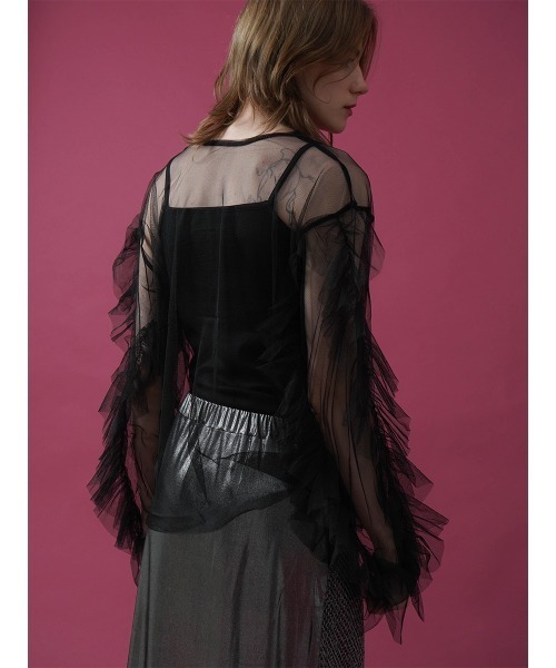 :ETHROF（イーサオブ）の「FRILL TULLE TOPS（シャツ/ブラウス・レディース・オフホワイト/ブラック・MEDIUM）」の22枚目の写真