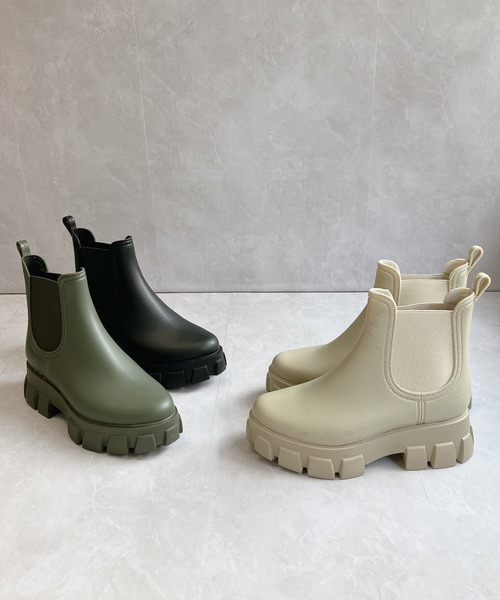 Noubel Voug Relax(ヌーベルヴォーグリラックス)の「防水 晴雨兼用 サイドゴア ショート レインブーツ(レインシューズ・レディース・カーキ/ブラック/ベージュ・38/40/39/37/36)」の4枚目の写真