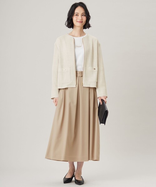 自由区(ジユウク)の「ライトカラミノーカラー ジャケット(ノーカラージャケット・レディース・ブラック系/ベージュ系/アイボリー系・40/38/36)」の18枚目の写真