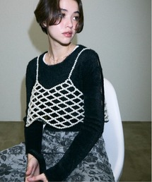 pearl beads croped bustier / パールビーズクロップドビスチェ