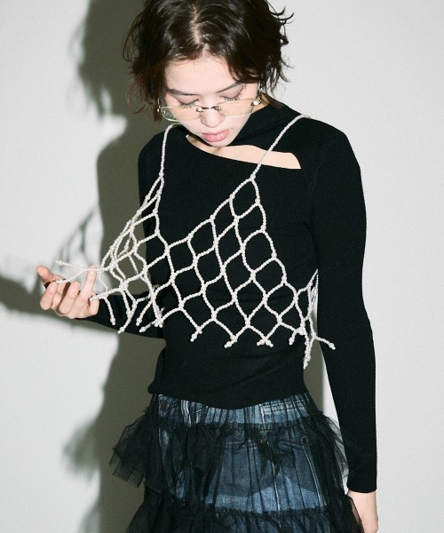 Clum(クルム)の「pearl beads croped bustier / パールビーズクロップドビスチェ(その他トップス・レディース・シルバー/ブラック/その他2/その他1・FREE)」の1枚目の写真