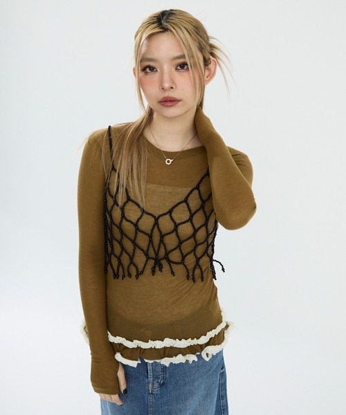 Clum(クルム)の「pearl beads croped bustier / パールビーズクロップドビスチェ(その他トップス・レディース・シルバー/ブラック/その他2/その他1・FREE)」の2枚目の写真