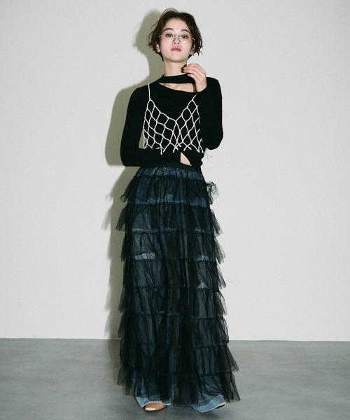 Clum(クルム)の「pearl beads croped bustier / パールビーズクロップドビスチェ(その他トップス・レディース・シルバー/ブラック/その他2/その他1・FREE)」の14枚目の写真