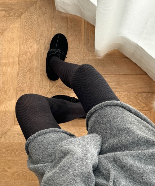 CANAL JEAN(キャナルジーン)の「El mar リブタイツ(タイツ/ストッキング・レディース・ホワイト/オートミール/ブラック・ONE SIZE)」の2枚目の写真