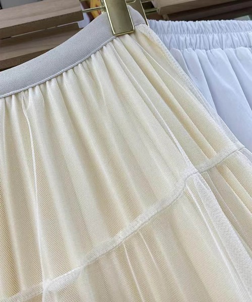 aimoha（アイモハ）の「リボン付きチュールロングスカート（スカート・レディース・ライトベージュ/ブラック/ベージュ・FREE）」の13枚目の写真