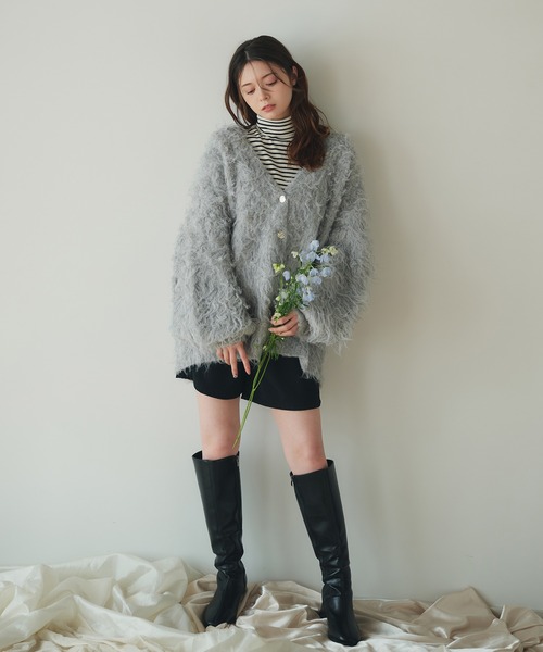 fupel(フぺル)の「mix color shaggy knit cardigan / ミックスカラーシャギーニットカーディガン(カーディガン/ボレロ・レディース・ホワイト/ライトグレー/ライトブルー・FREE)」の15枚目の写真