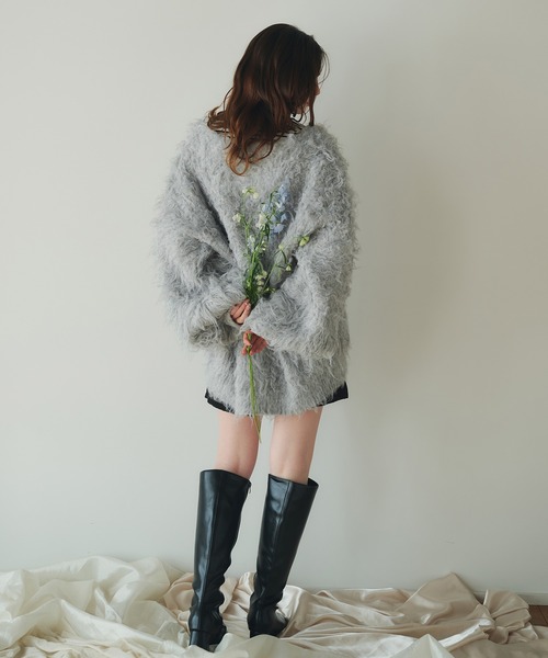 fupel(フぺル)の「mix color shaggy knit cardigan / ミックスカラーシャギーニットカーディガン(カーディガン/ボレロ・レディース・ホワイト/ライトグレー/ライトブルー・FREE)」の17枚目の写真