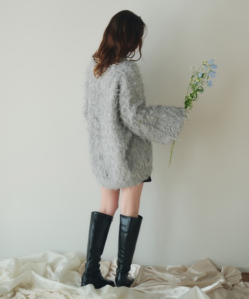 fupel(フぺル)の「mix color shaggy knit cardigan / ミックスカラーシャギーニットカーディガン(カーディガン/ボレロ・レディース・ホワイト/ライトグレー/ライトブルー・FREE)」の18枚目の写真