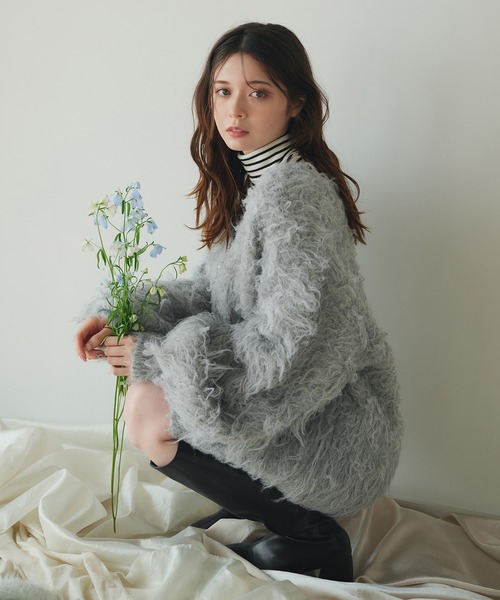 fupel(フぺル)の「mix color shaggy knit cardigan / ミックスカラーシャギーニットカーディガン(カーディガン/ボレロ・レディース・ホワイト/ライトグレー/ライトブルー・FREE)」の22枚目の写真
