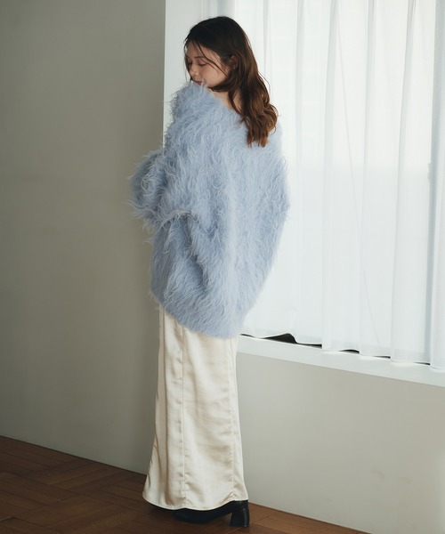 fupel(フぺル)の「mix color shaggy knit cardigan / ミックスカラーシャギーニットカーディガン(カーディガン/ボレロ・レディース・ホワイト/ライトグレー/ライトブルー・FREE)」の11枚目の写真