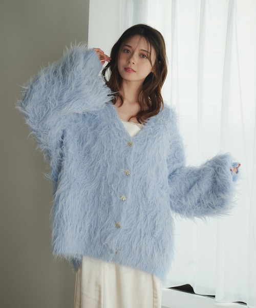 fupel（フぺル）の「mix color shaggy knit cardigan / ミックスカラー