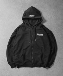 【THRASHER】 ワンポイント ロゴ刺繍 裏毛 ジップパーカー