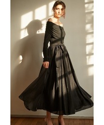 Della Belted Long Dress カット&クロスロングドレス