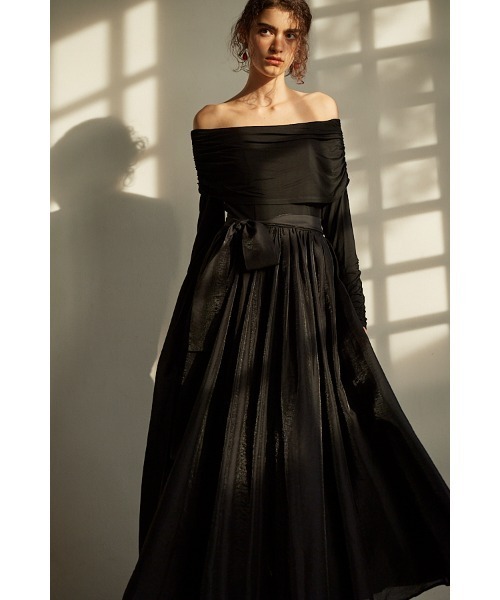 Della Belted Long Dress カット＆クロスロングドレス