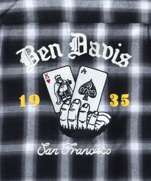 BEN DAVIS(ベンデイビス)の「【BEN DAVIS(ベンデイビス)】CARDS EMB PLAID O/C SHIRT / チェック シャツ ワーク 半袖 刺繍 オープンカラー(シャツ/ブラウス・メンズ・ブルー/ブラック・MEDIUM/LARGE/X-LARGE)」の12枚目の写真