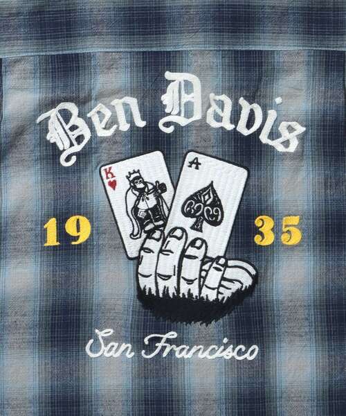 BEN DAVIS(ベンデイビス)の「【BEN DAVIS(ベンデイビス)】CARDS EMB PLAID O/C SHIRT / チェック シャツ ワーク 半袖 刺繍 オープンカラー(シャツ/ブラウス・メンズ・ブルー/ブラック・MEDIUM/LARGE/X-LARGE)」の16枚目の写真