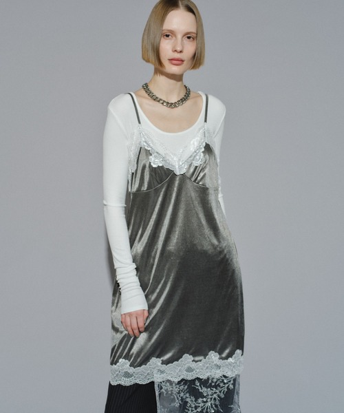 yae(ヤエ)の「Lace camisole dress / レースキャミソールドレス(ワンピース・レディース・ブラック/グレー・FREE)」の11枚目の写真