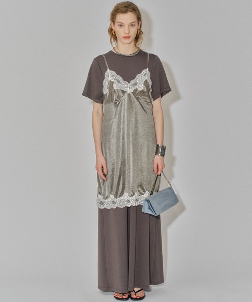 yae ヤエ　キャミソールワンピース FREE シルバー Lace camisole dress / レースキャミソールドレス（ワンピース