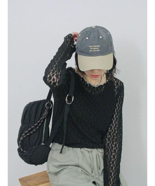 Samansa Mos2 blue（サマンサモスモスブルー）の「◎配色メロウレースプルオーバー（Tシャツ/カットソー・レディース・ベージュ/ブラック/オフホワイト・F）」の22枚目の写真