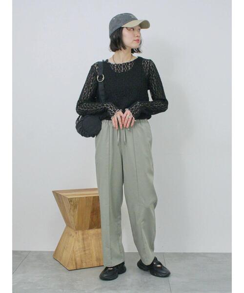 Samansa Mos2 blue（サマンサモスモスブルー）の「◎配色メロウレースプルオーバー（Tシャツ/カットソー・レディース・ベージュ/ブラック/オフホワイト・F）」の20枚目の写真