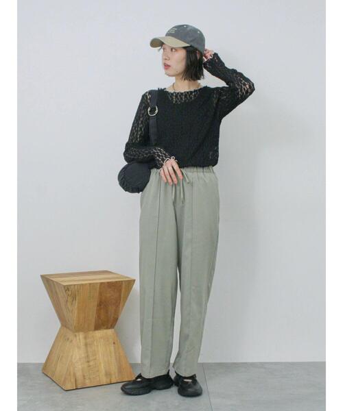 Samansa Mos2 blue（サマンサモスモスブルー）の「◎配色メロウレースプルオーバー（Tシャツ/カットソー・レディース・ベージュ/ブラック/オフホワイト・F）」の16枚目の写真