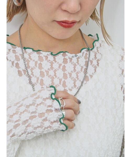 Samansa Mos2 blue（サマンサモスモスブルー）の「◎配色メロウレースプルオーバー（Tシャツ/カットソー・レディース・ベージュ/ブラック/オフホワイト・F）」の14枚目の写真